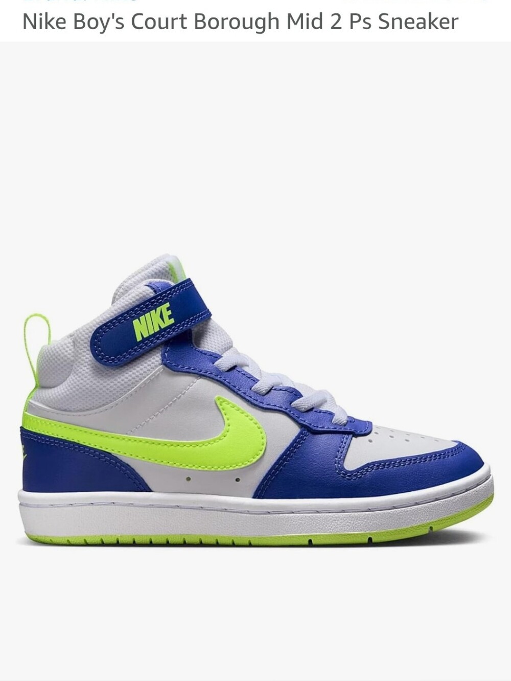 Nike Court Borough Mid 2 Kids  Sneaker - White/Astronomy Blue/Volt, Size 1.5 Y